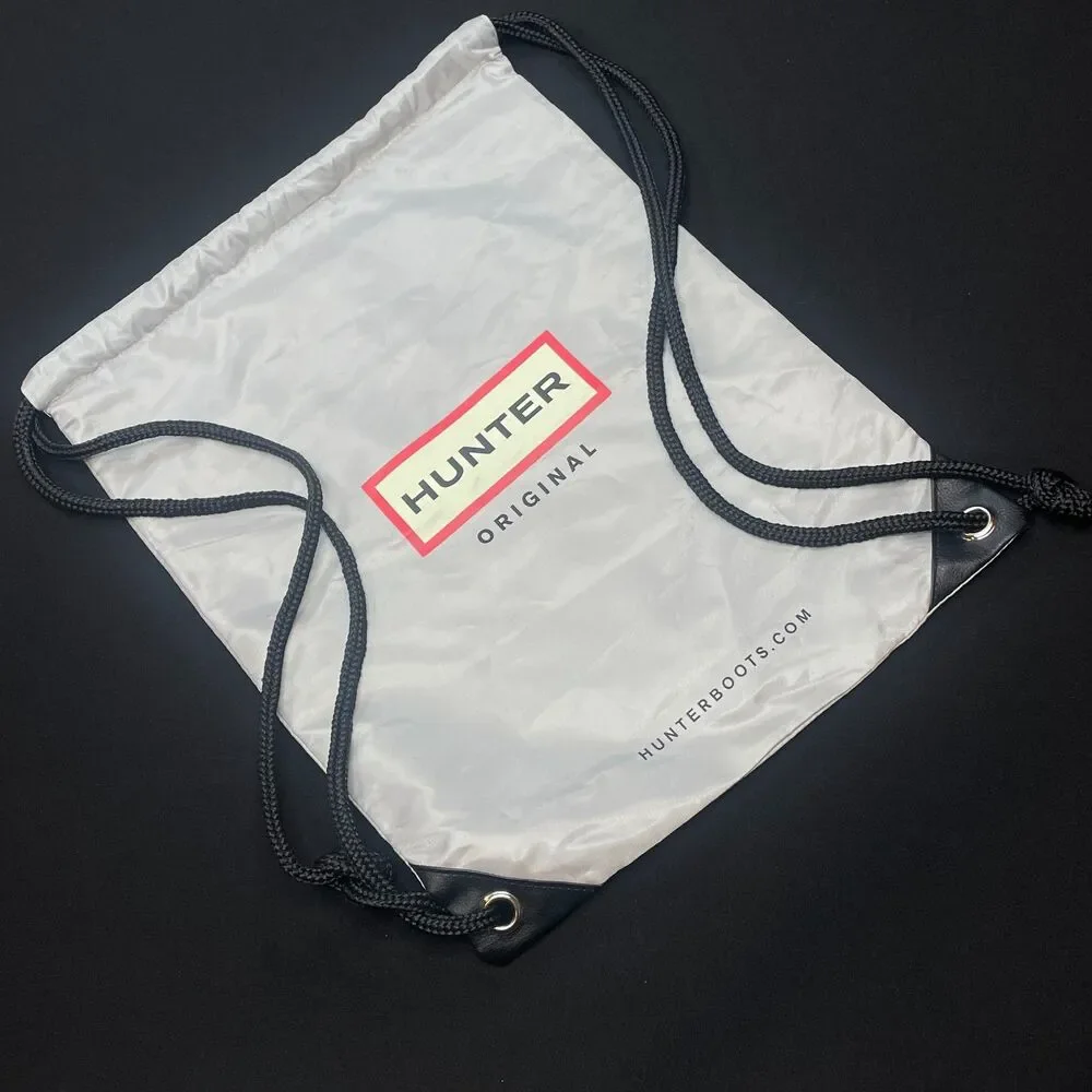 ~ HUNTER Backpack Lightweight Strong Nylon Drawstring Cinch Adjustable Gray Blk